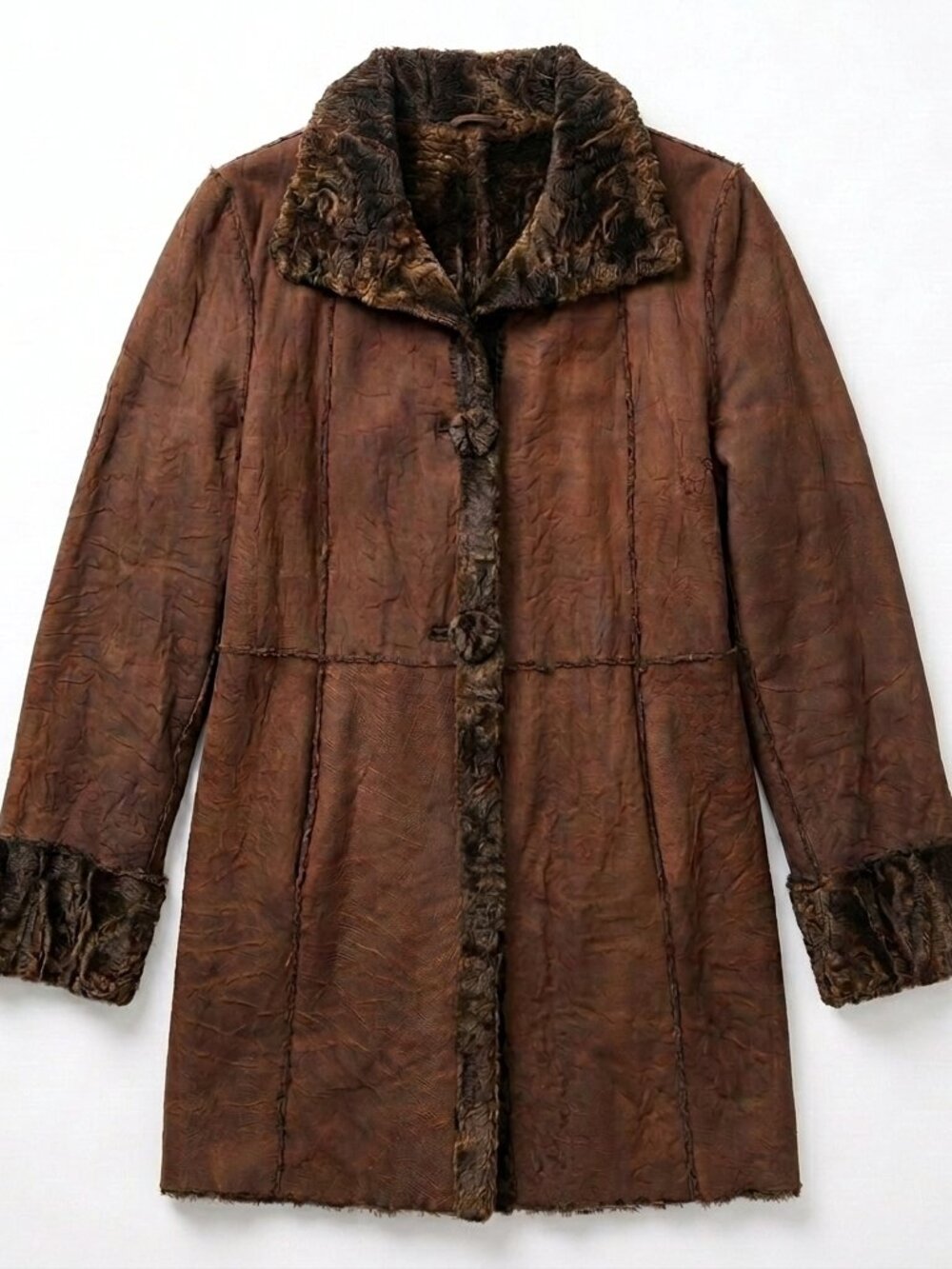 Auburn Brown Lamb Shearling Two-in-One Jacket M/L - Picture 3 of 16